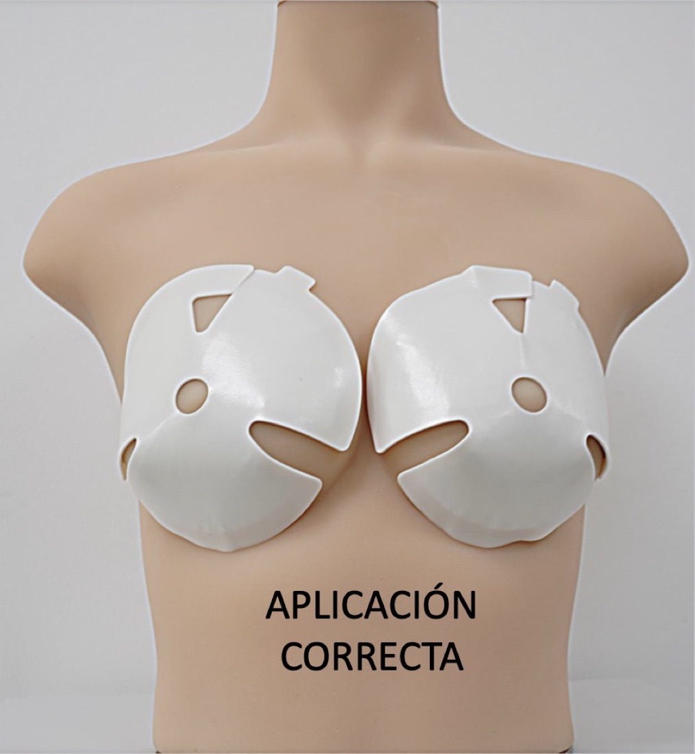 Maniquí con los dos parches Celbrea bien aplicados